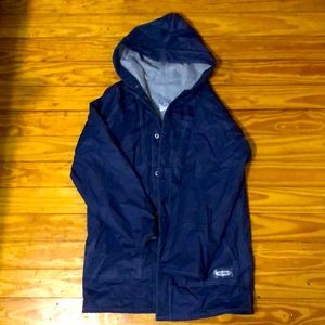Beautiful navy rain jacket slicker sz 12 unisex